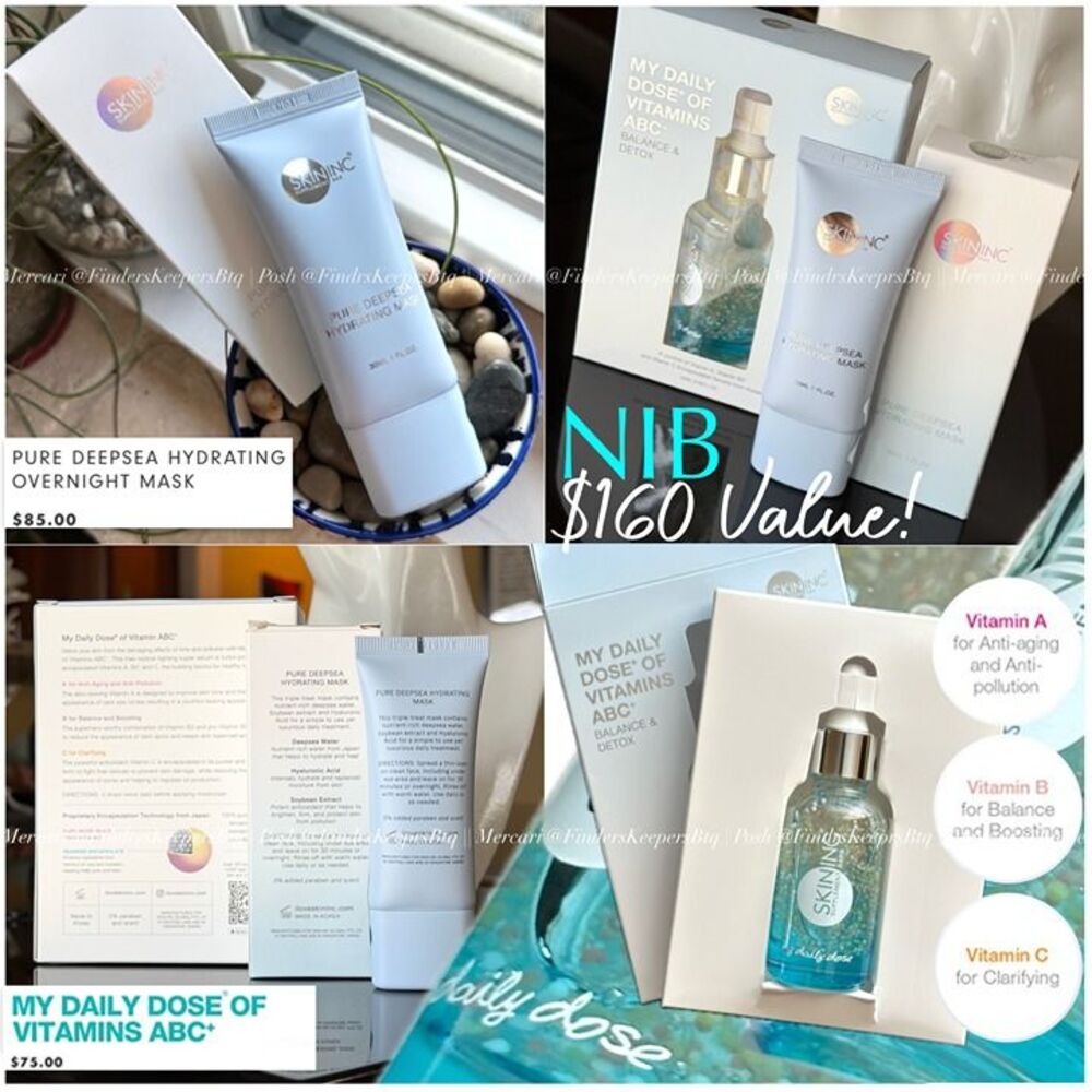 NIB 2pc Skin Inc My Daily Dose ABC+ Serum & Pure Deepsea Hydrating Mask Bundle